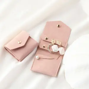Blush Rose Suede Travel Jewelry Pouch