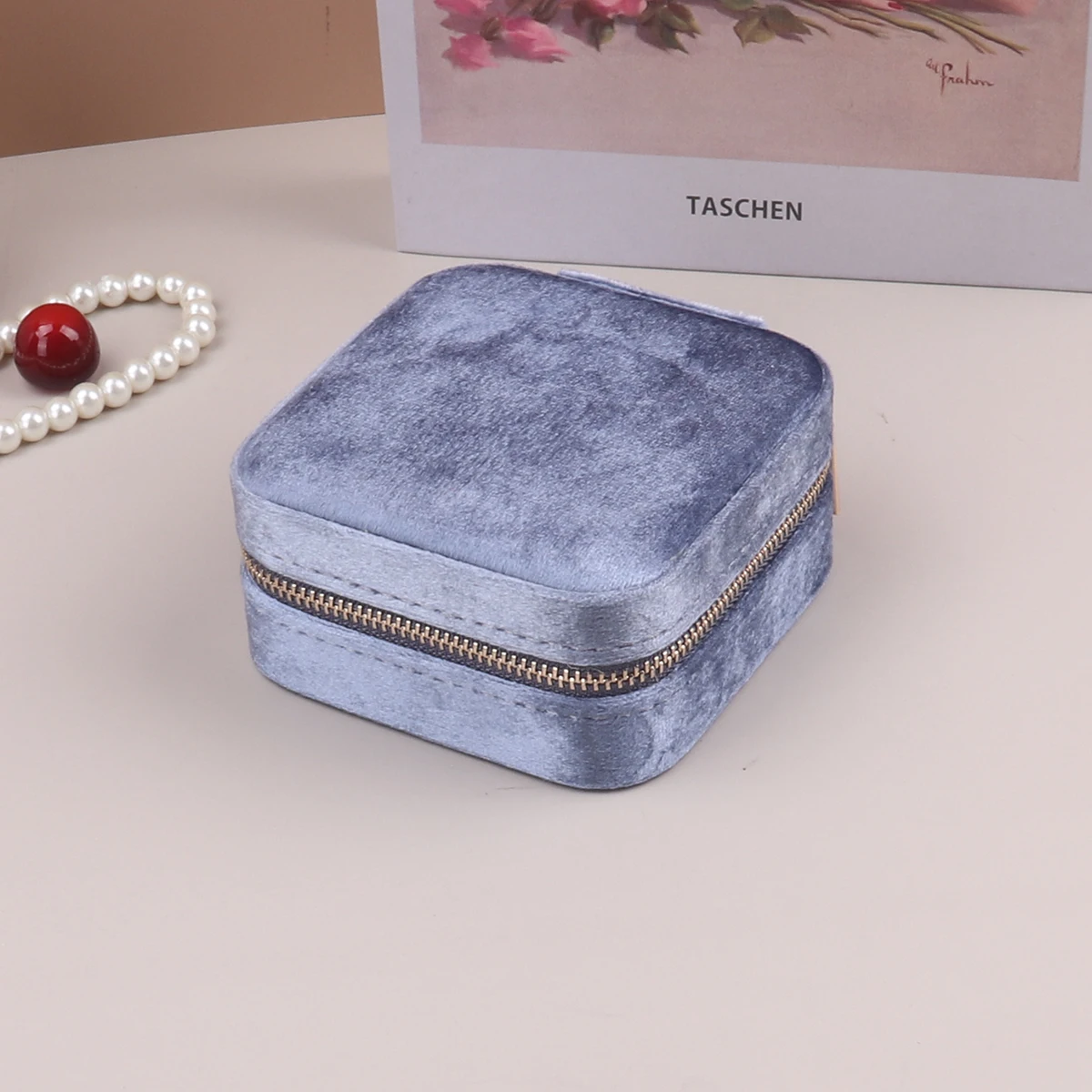 Powder Blue Velvet Jewelry Box